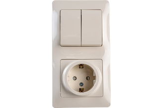 Комбинированный блок розетка + 2-клавишный выключатель Systeme Electric GLOSSA бежевый GSL000274