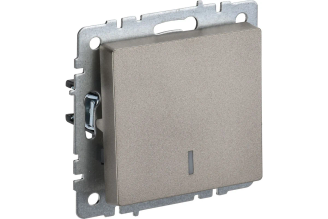 Проходной 1-клавишный выключатель IEK Brite BR-V12-1-10-K37 с индикатором, шампань