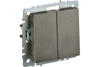 Проходной 2-клавишный выключатель IEK Brite темная бронза BR-V22-0-10-K45