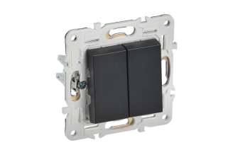 Выключатель 2-клавишный IEK SKANDY проходной 10А SK-V05Bl черный SK-V22-0-10-K02