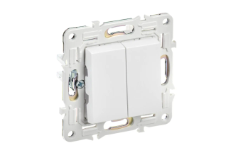 Выключатель 2-клавишный IEK SKANDY проходной 10А SK-V05W арктический белый SK-V22-0-10-K01