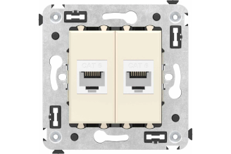 Компьютерная розетка DKC Avanti RJ45 кат. 6 двойная, ванильная дымка 4405694