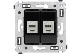 Компьютерная розетка DKC Avanti RJ45 кат. 6 двойная экранированная, черный квадрат 4402794
