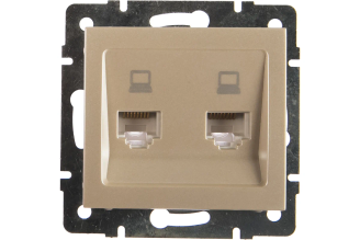 Двойная компьютерная розетка Lezard RAIN RJ45 жемчужная 703-3088-141