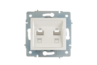 Механизм двойной компьютерной розетки Lezard ASTI RJ45 жемчужный 7081-3088-141