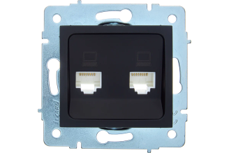 Механизм двойной компьютерной розетки Lezard ASTI RJ45 черный 7081-4288-141