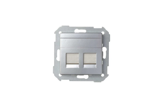 Адаптер Simon со шторками на 2 коннектора RJ45 алюминий 82006-33