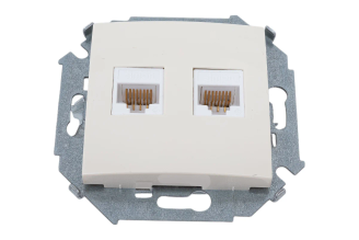 Компьютерная двойная розетка Simon RJ45 кат.5e AMP, бежевая 1591552-031