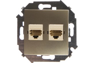 Компьютерная двойная розетка Simon RJ45 кат.5e Systimax, шампань 1591593-034