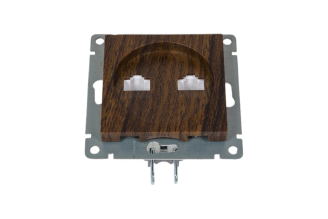 Компьютерная двухместная розетка UNIVersal Афина A1086-V, 2 RJ45, венге