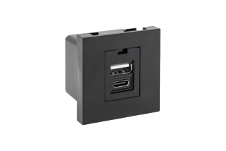 USB-розетка EKF E2MR2B-21USB-10-AC A+C 2.1 А, черная матовая