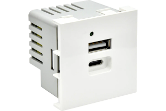 USB-розетка IEK PRIMER PR-KK40D-RU-0-2-AC-K01 A+C 4.2 А, белая