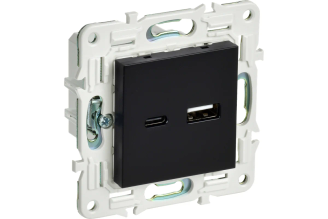 Розетка USB A+C IEK SKANDY SK-R13Bl 18 Вт черный SK-U22-018-K02