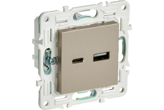 Розетка USB A+C IEK SKANDY SK-R13Sh 18 Вт шампань SK-U22-018-K37