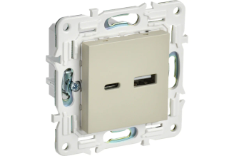 Розетка USB A+C IEK SKANDY 3,1 А бежевая SK-U22-D31-K10