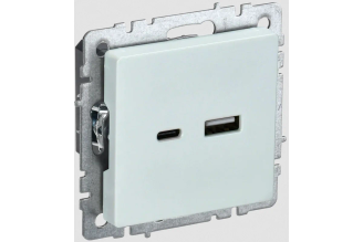 USB-розетка IEK Brite A+C 18Вт жемчуг BR-U22-018-K36