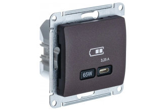 Розетка USB Type C Systeme Electric Glossa GSL000827 65 Вт, шоколад