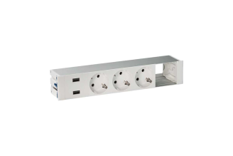 Врезной розеточный блок Simon S400 44523000-130, 3x2PE, 2xUSB, 1 модуль, белый