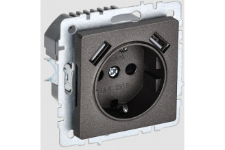 1-местная розетка IEK Brite Schuko+USB A+A бронза BR-R14-16-U21-D31-K45