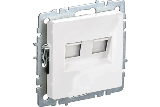 Двойная розетка IEK Brite RJ45+RJ11 категория 5e белая BR-KT20-O-1-K01