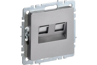 Двойная розетка RJ11+RJ45 IEK Brite сталь BR-KT20-O-1-K46