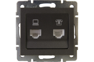 Компьютерно-телефонная розетка Lezard RAIN RJ45+RJ11 графит 703-4188-143