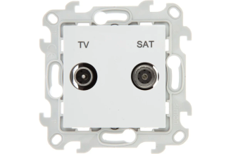 Розетка Simon TV-SAT 2410485-030 проходная, белая