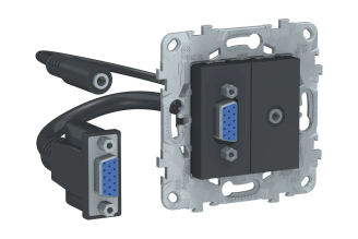 Розетка HD15+Minijack Systeme Electric Unica NEW антрацит NU593254