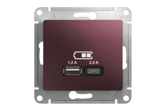 USB-розетка Systeme Electric Glossa A+C баклажан 5 В 2.4 А GSL001139