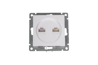Компьютерная и телефонная розетка UNIVersal Афина A0052, RJ45+RJ12, белая