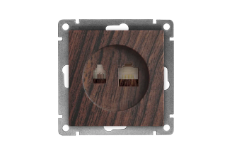 Компьютерная и телефонная розетка UNIVersal Афина RJ45+RJ12 венге A0052-V