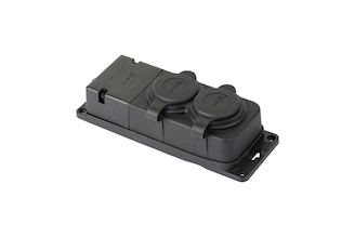 Двухместная розетка с защитными крышками EKF каучуковая, 230В, 2P+PE, 16A, IP44, PRO RPS-018-16-230-44-r