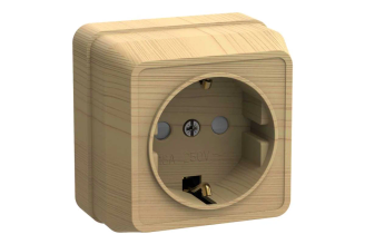Розетка GENERICA 1местн. c з/к с защ.штор. 16А откр.уст. ОКТАВА сосна ERO14-K03-16-DC