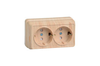Розетка GENERICA 2местн. с з/к с защ.штор. 16А откр.уст. ОКТАВА сосна ERO24-K03-16-DC