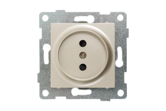 Механизм розетки GUSI Electric Ugra С11В2-027 без заземления, с защитными шторками, бело-золотой