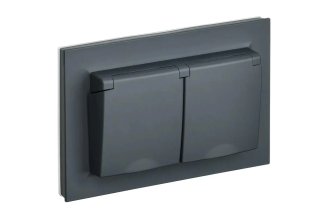 2-местная розетка IEK Brite с заземлением IP44 графит BR-R26-16-44-K53-F