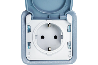 Розетка Legrand Plexo 2К+3 немецкий стандарт с винтовыми зажимами серая 069733
