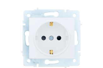 Розетка Lezard ASTI с защитой от детей, белая, механизм 7081-0288-124B