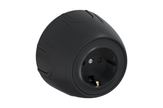 Накладная розетка OneKeyElectro Rotondo 7700880 с заземлением и защитными шторками, черная