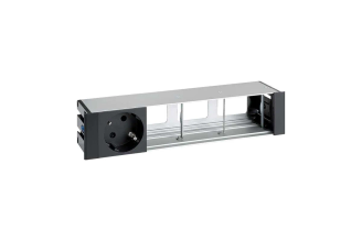 Врезной розеточный блок Simon S400 1x2PE, 3 свободных модуля, черный, 45401000-138