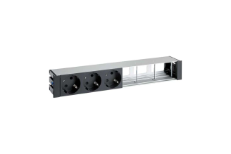 Врезной розеточный блок Simon S400 45603000-138, 3x2PE, 3 свободных модуля, черный
