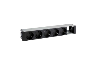 Врезной розеточный блок Simon S400 45605000-138, 5x2PE, 1 пустое отверстие, черный