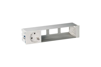 Врезной розеточный блок Simon S400 44401000-130 с вводом-щеткой, 1x2PE, 3 свободных модуля, белый