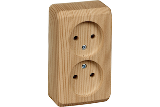 Двухместная розетка Systeme Electric ОП Этюд Дача 16А без заземления бук SchE PA16-005T