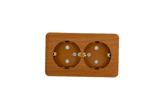 Двухместная розетка Systeme Electric ОП Этюд Дача 16А с заземлением, защитные шторки, бук SchE PA16-008T