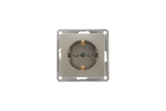 Розетка Systeme Electric Wessen 59 с заземлением и шторками, шампань, RS16-152-4-86