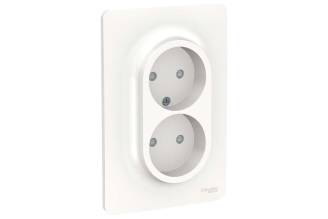 Розетка Systeme Electric Unica New NU206318 2-м без заземления, белая
