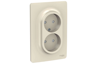 Розетка Systeme Electric Unica NEW 2-м бежевая без заземления NU206344