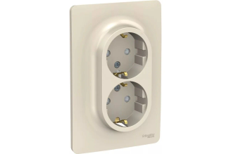 Розетка Systeme Electric Unica NEW NU206744 2-м с заземлением, бежевая