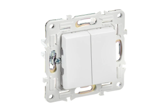Выключатель 2-клавишный IEK SKANDY 10А SK-V04W арктический белый SK-V20-0-10-K01